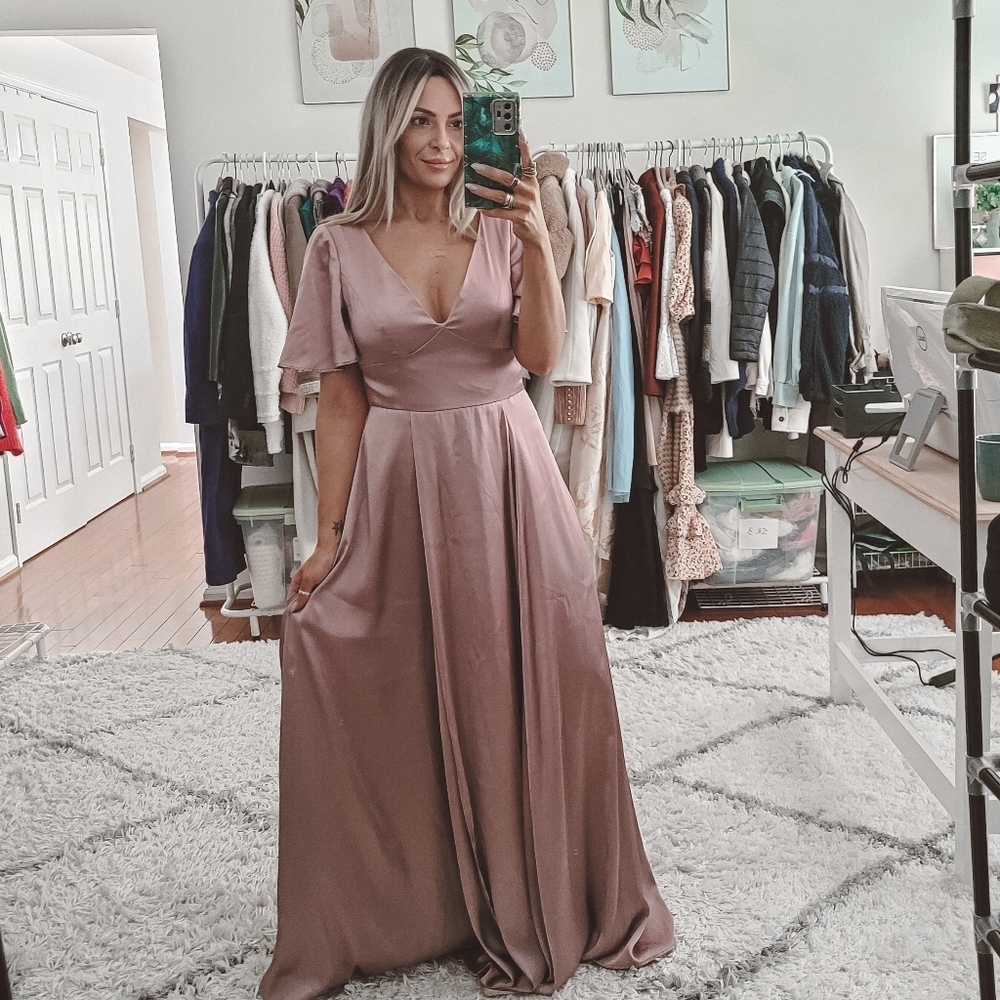 Galina Signature Mauve Charmeuse Flutter-Sleeve A… - image 1